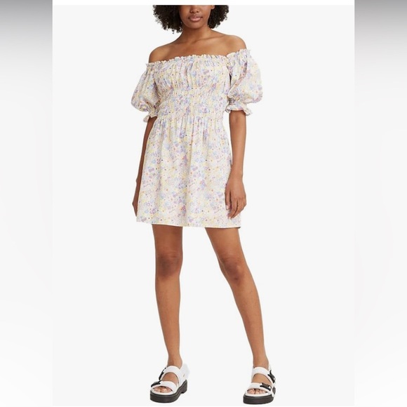 Levi's Women's Verenne Caitlyn Floral Cloud Dancer Cotton Mini Dress size XS new - Picture 7 of 7